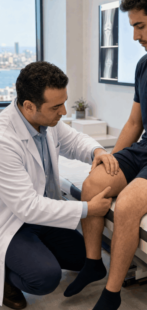 فحص خلع صابونة الركبة في عيادة عظام