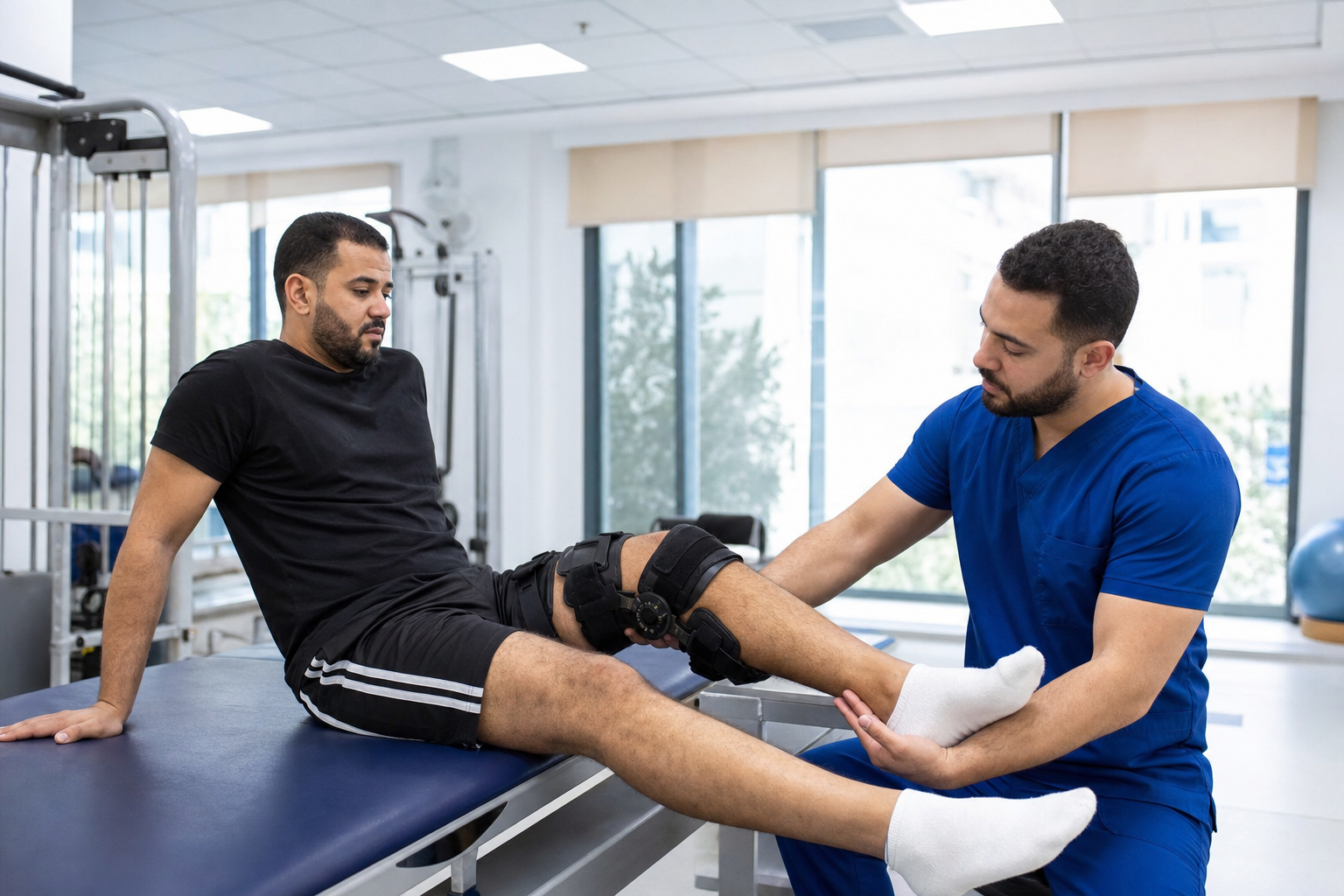 تيبس الركبة بعد العملية أثناء التأهيل